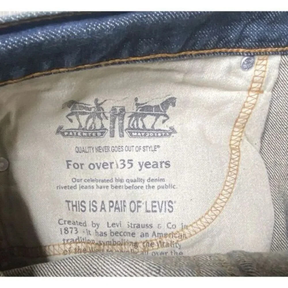 Vintage Levis Jeans Mens 34x30 505 Blue Dark Wash Black Bat Wing Tag 100% Cotton